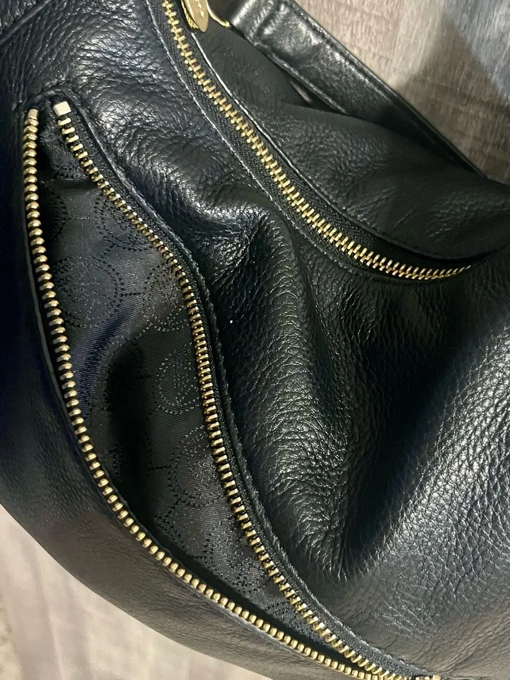 Michael Kors Black Pebbled Leather Hobo with Gold-Tone Tassel Charm